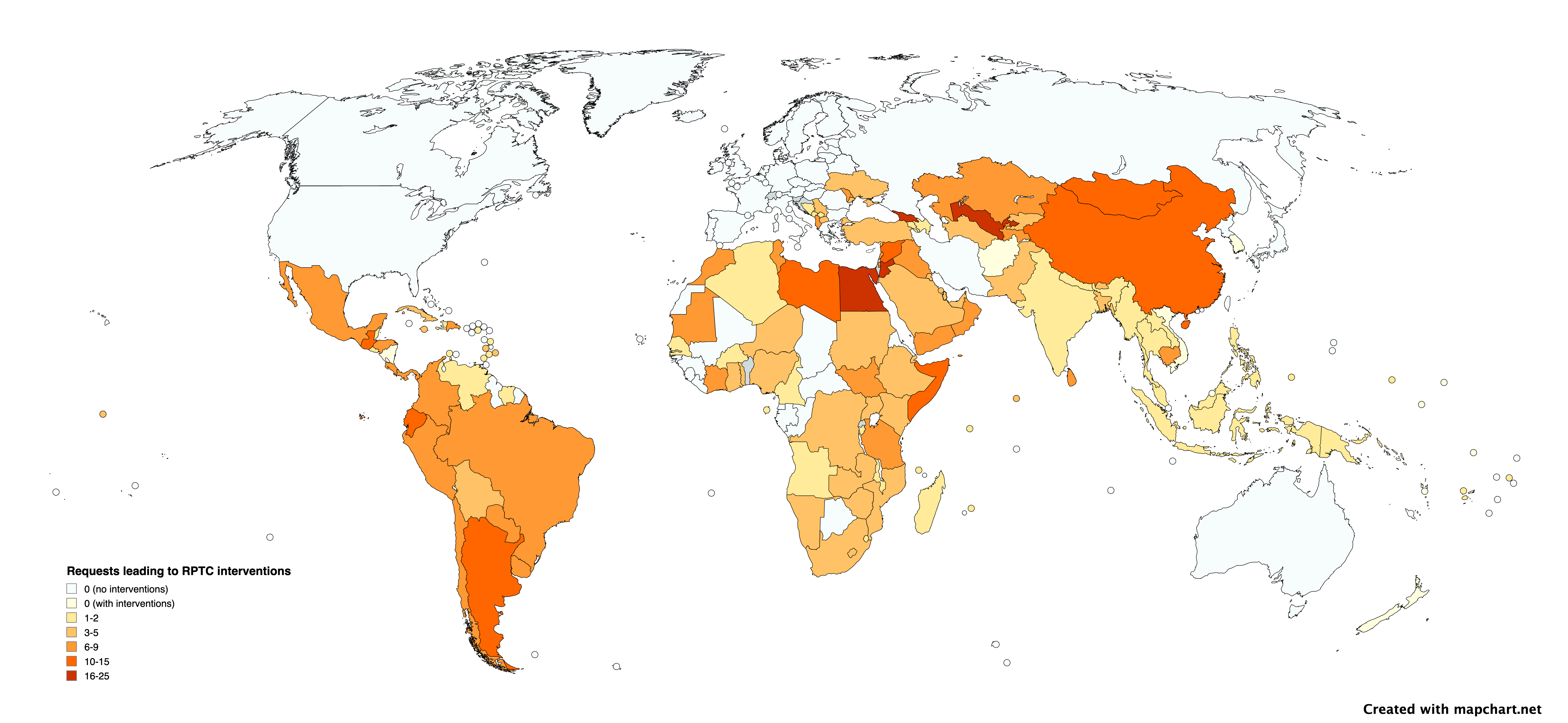 RPTC countries support across all Implementing Entities in 2023.